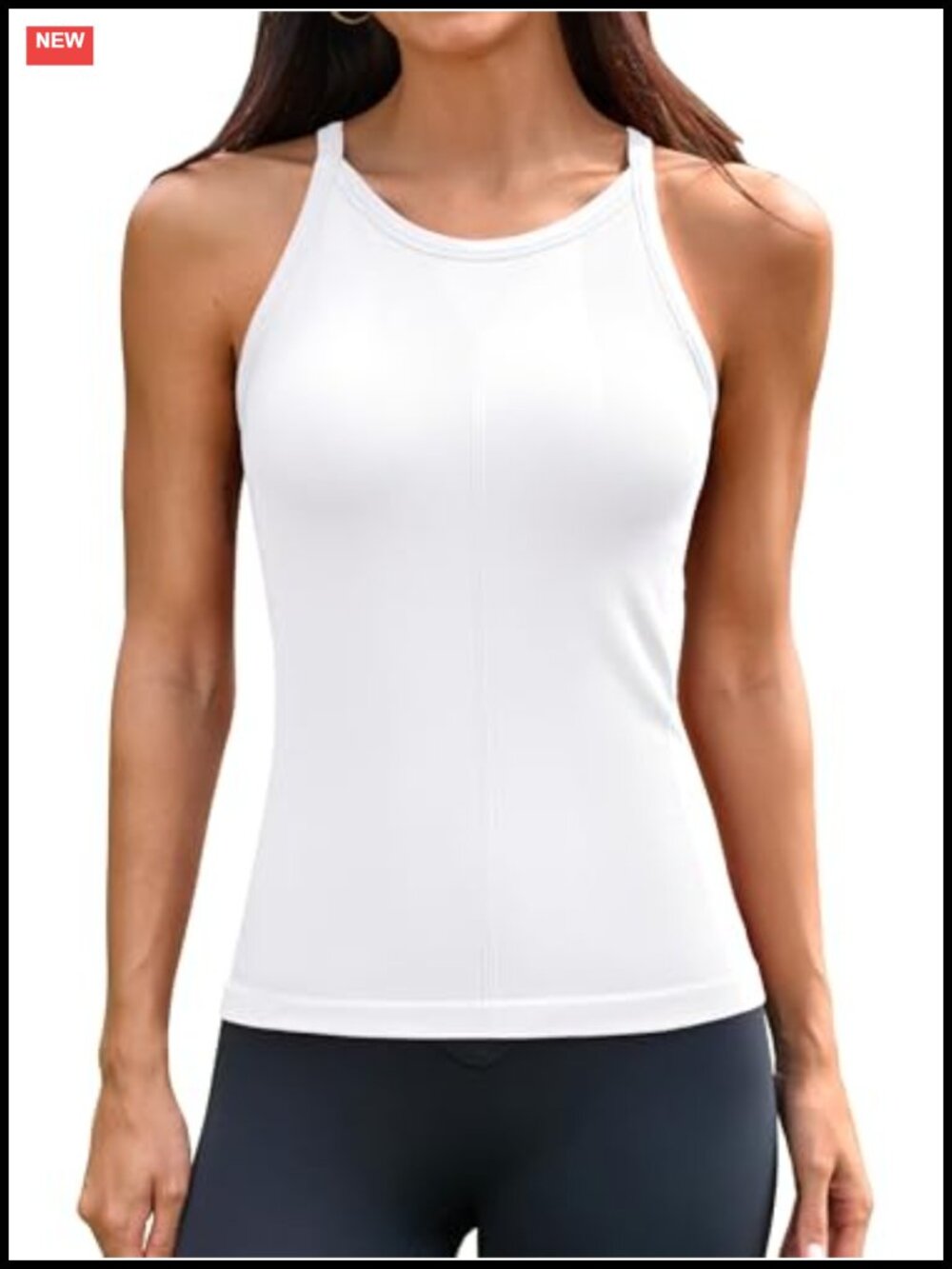 Ribflex Workout Tank Top with Built in Bra Seamless Racerback Athletic Yoga Top
